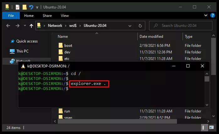 Opening WSL files in Windows File Explorer