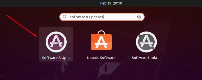 Opening software & updates utility on Ubuntu
