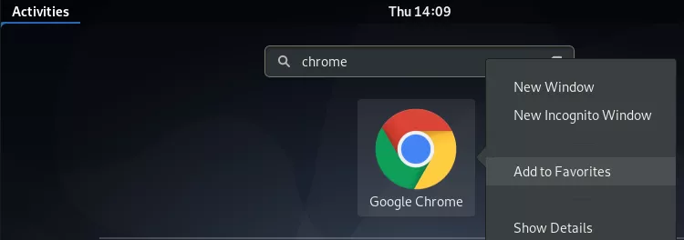 Opening Google Chrome from Activities menu on Debian