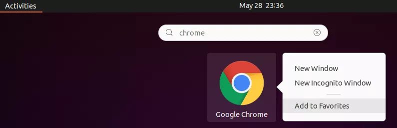 Opening Google Chrome from Activities menu on Ubuntu
