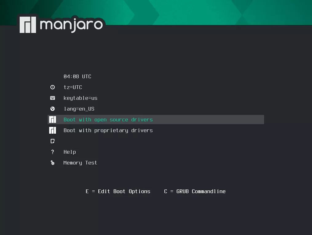 Booting into Manjaro Linux live environment