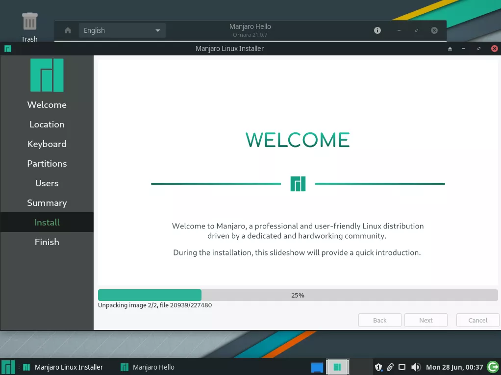 Manjaro installation progress