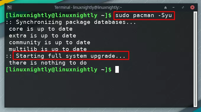 Performing full system upgrade with pacman package manager