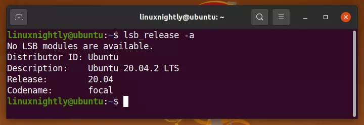 Terminal output of the lsb_release command