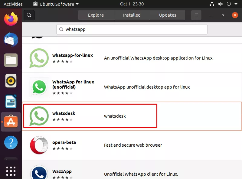 Locating WhatsApp in the Ubuntu Software application