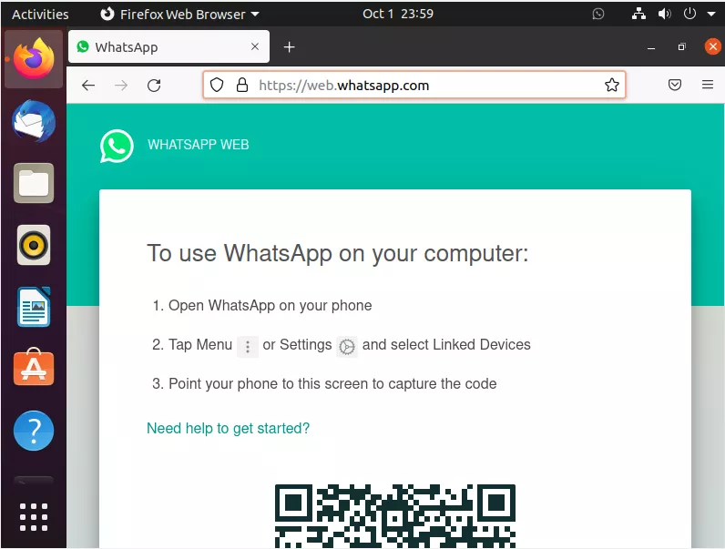 Opening WhatsApp web client on Ubuntu