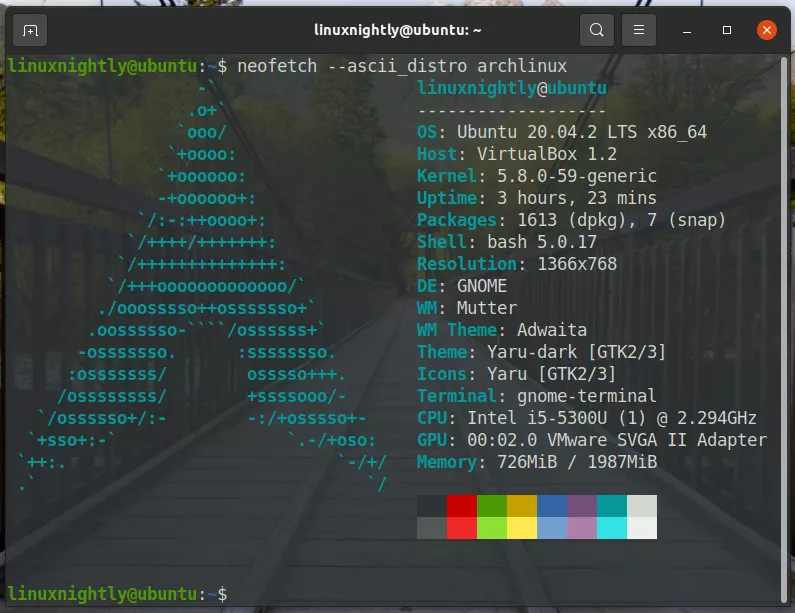 Using Neofetch to display ASCII art of a different distro