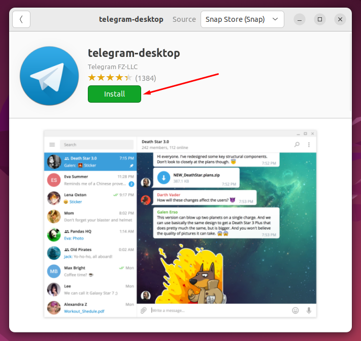 Locate Telegram and begin installing it