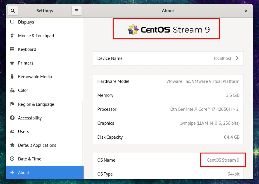 centos version cmd