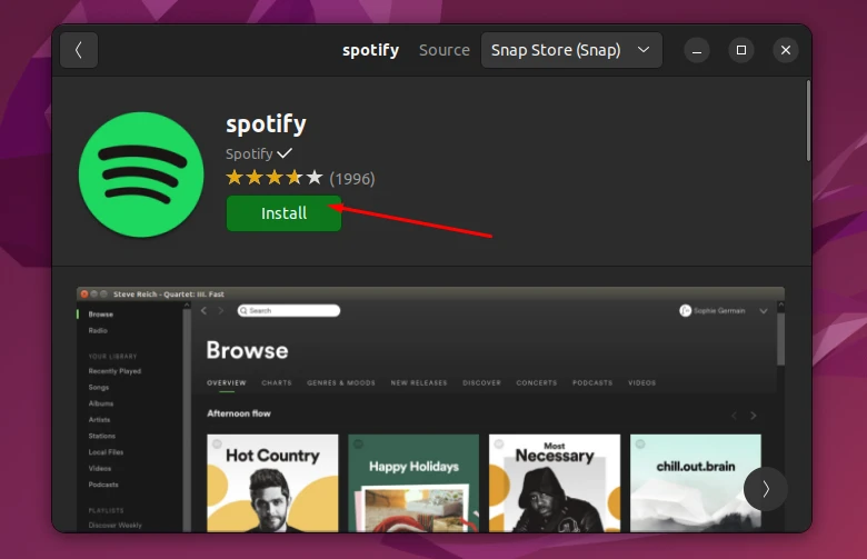 Installing Spotify via Ubuntu Software