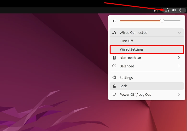 Opening the network settings in GNOME