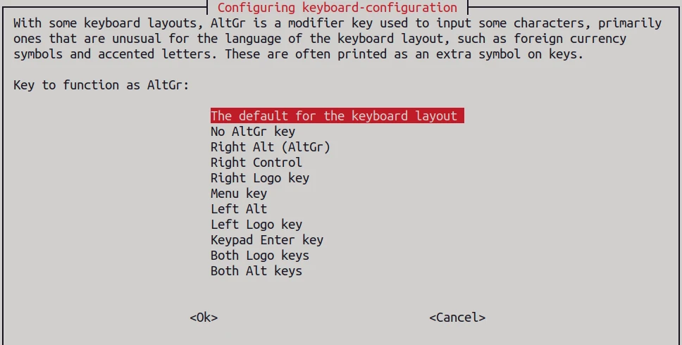 Configuring the AltGr key in command line