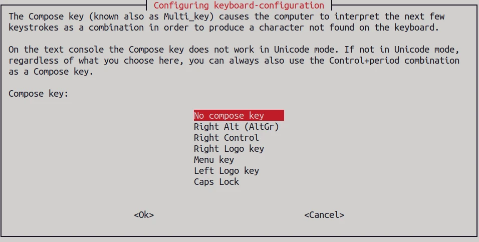 Configuring the Compose key in command line
