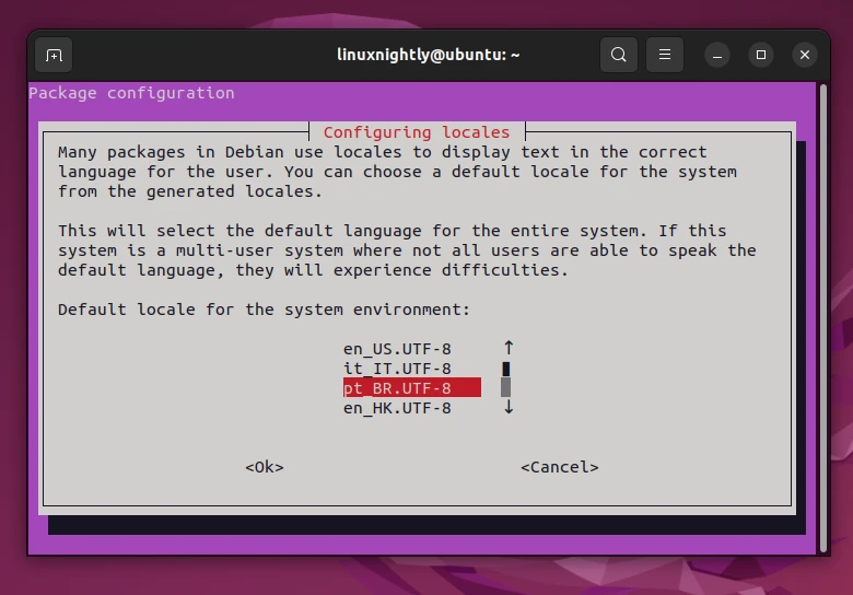 Choosing default locale for Ubuntu via interactive mode