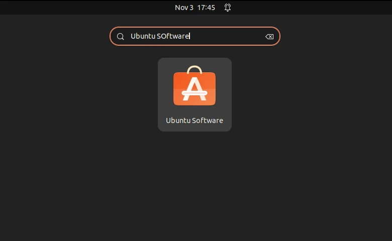 Searching for Ubuntu Software in the Activities menu