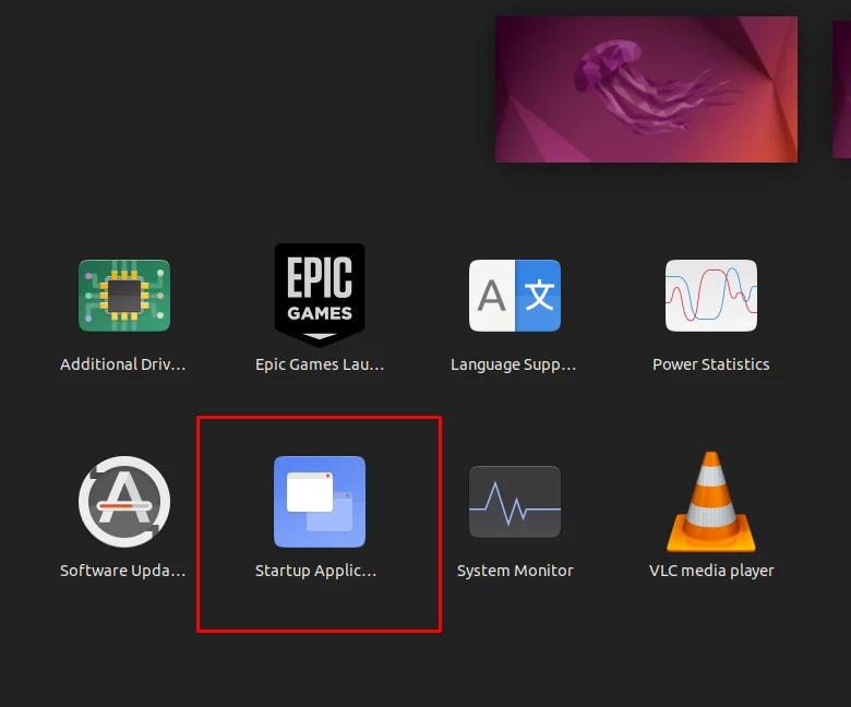 Accessing Startup Application Menu through Ubuntu