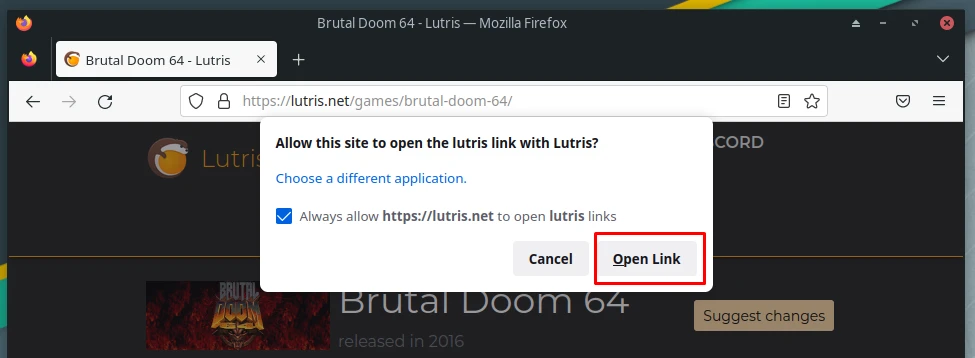 Allowing Lutris to open link