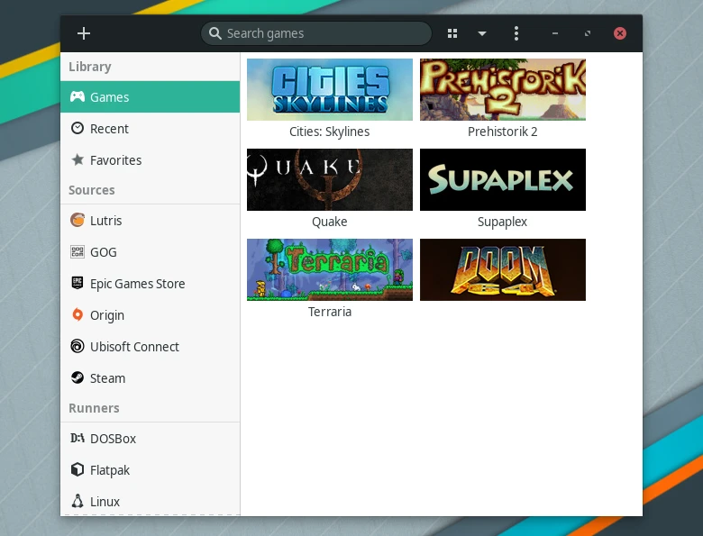Accessing games library via Lutris app