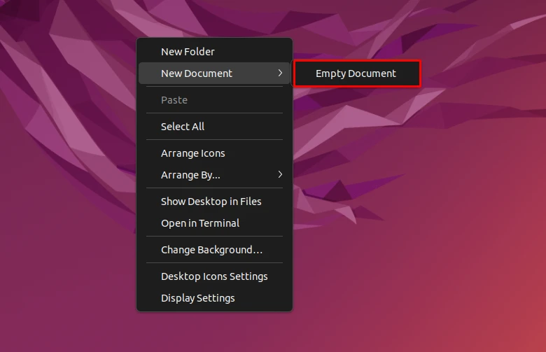 Opening 'New Document' in context menu