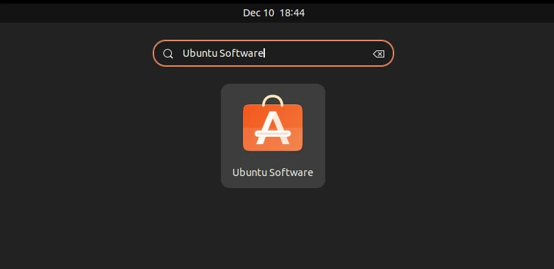 Opening Ubuntu Software through Activities Menu