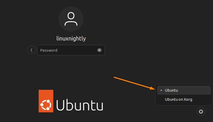 Selectng display manager on Ubuntu login screen