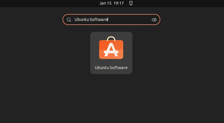 Searching for Ubuntu Software using the applications menu