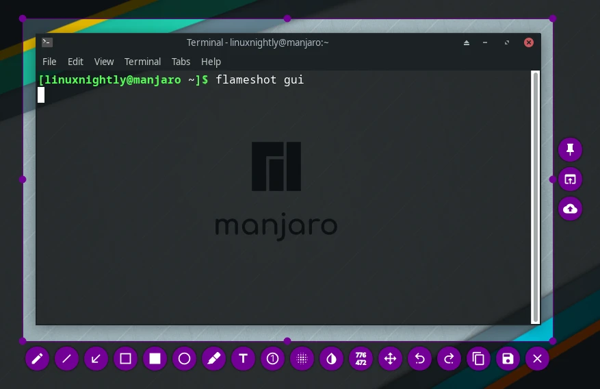 Opening Flameshot on Manjaro