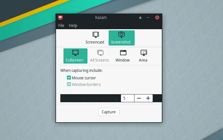 Opening Kazam on Manjaro