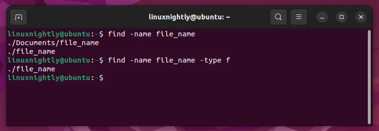Using find command to search for a file or directory